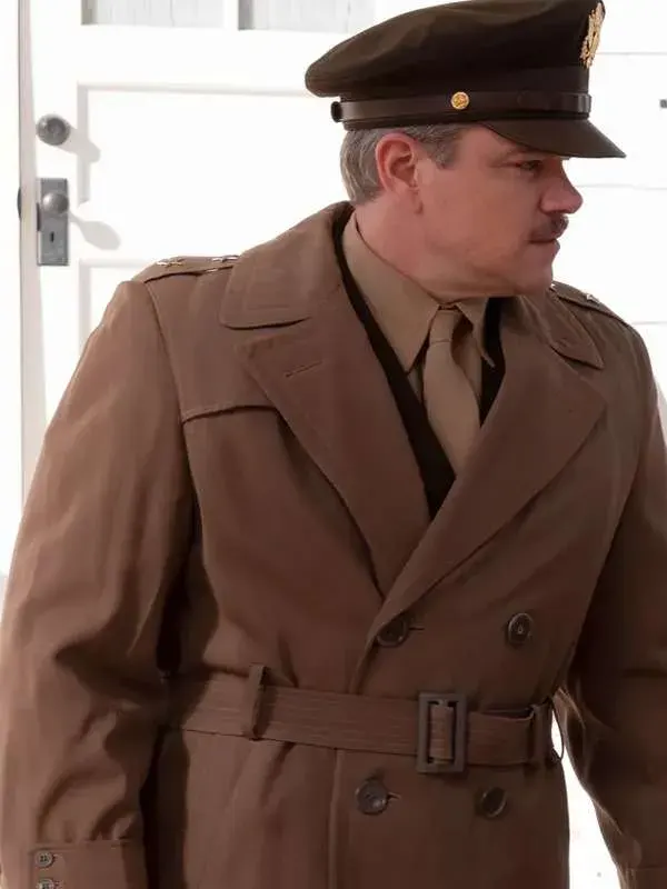 Matt Damon Oppenheimer Brown Trench Coat Matt Damon Oppenheimer Brown Trench Coat