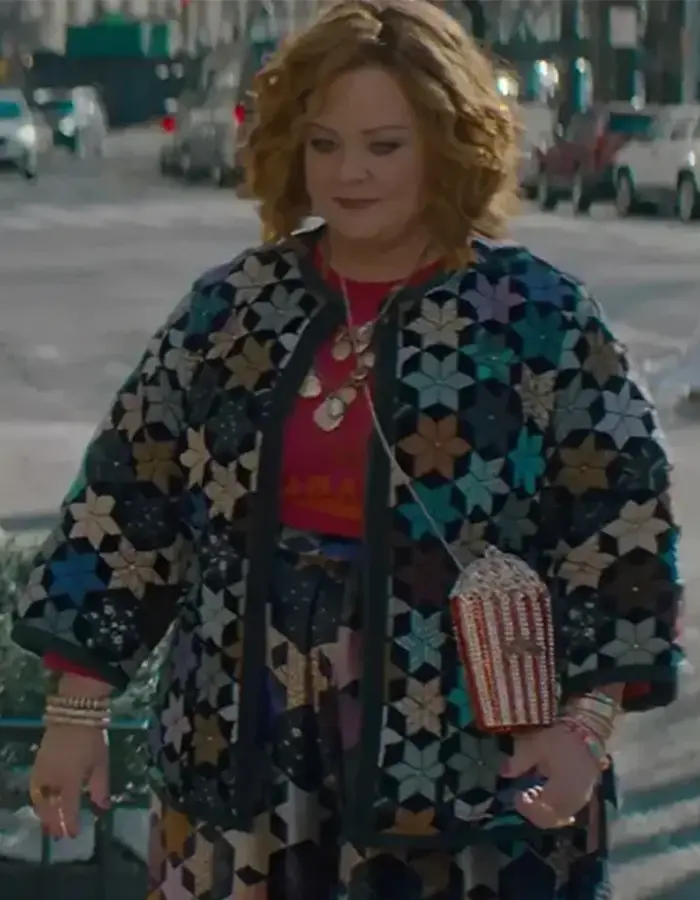 Melissa-McCarthy-Movie-Genie-2023-Quilted-Floral-Jacket.webp Melissa McCarthy Movie Genie 2023 Quilted Floral Jacket