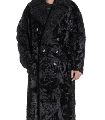Men’s Karakul Lamb Fur Double Breasted Trench Coat