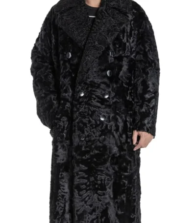 Men’s Karakul Lamb Fur Double Breasted Trench Coat