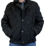 Men’s Persian Astrakhan Lamb Fur Black Bomber Jacket