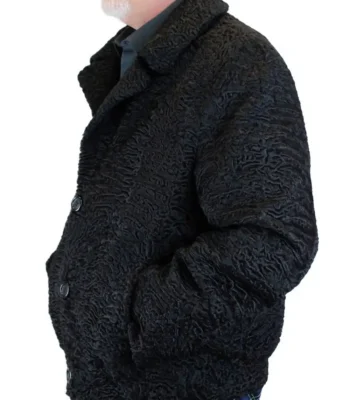 Men’s Persian Astrakhan Lamb Fur Black Bomber Jacket