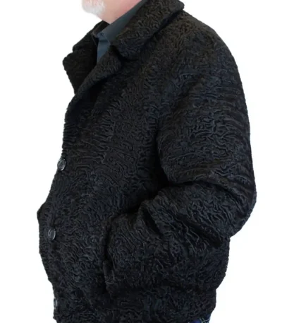 Men’s Persian Astrakhan Lamb Fur Black Bomber Jacket
