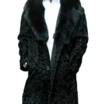 Men’s Persian Lamb Fur Mid Length Black Coat