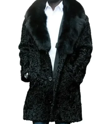 Men’s Persian Lamb Fur Mid Length Black Coat