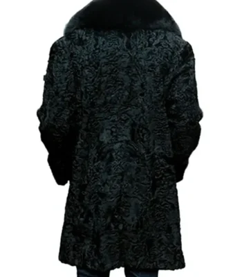 Men’s Persian Lamb Fur Mid Length Black Coat