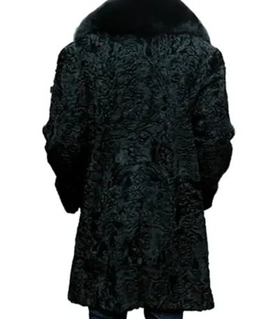 Men’s Persian Lamb Fur Mid Length Black Coat