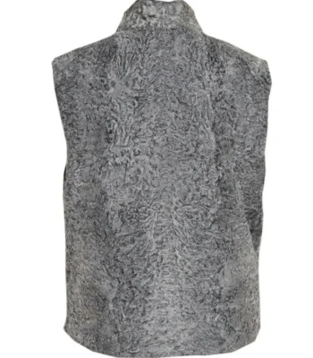 Handmade Persian Lamb Karakul Astrakhan Grey Fur Waistcoat
