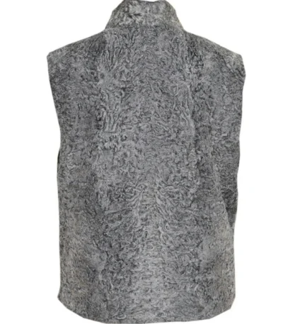 Handmade Persian Lamb Karakul Astrakhan Grey Fur Waistcoat