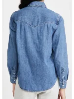 Midnight Mass Sarah Gunning Shirt Style Blue Denim Jacket