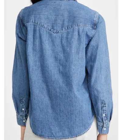 Midnight Mass Sarah Gunning Shirt Style Blue Denim Jacket