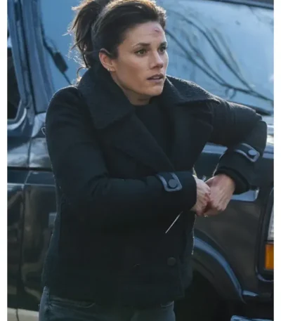 FBI S08 Missy Peregrym Black Wool Peacoat