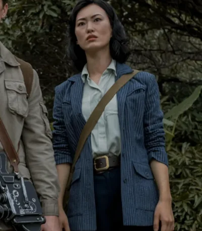 Monarch Legacy of Monsters Keiko Miura Blue Stripped Blazer