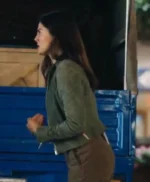 Monica Barbaro FUBAR S02 Green Suede Jacket