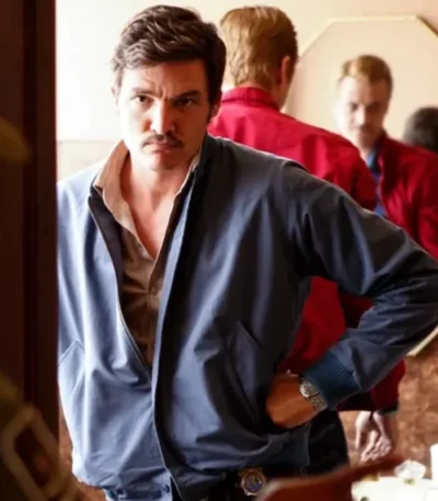Narcos Pedro Pascal Blue Cotton Bomber Jacket