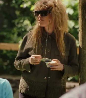 Natasha Lyonne Poker Face Green Fringe Jacket