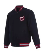 Navy Washington Nationals Wool Letterman Jacket