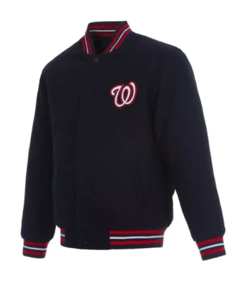 Navy Washington Nationals Wool Letterman Jacket