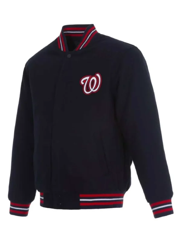Navy Washington Nationals Wool Letterman Jacket