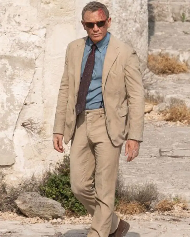 No Time To Die James Bond Corduroy Beige Suit No Time To Die James Bond Corduroy Beige Suit
