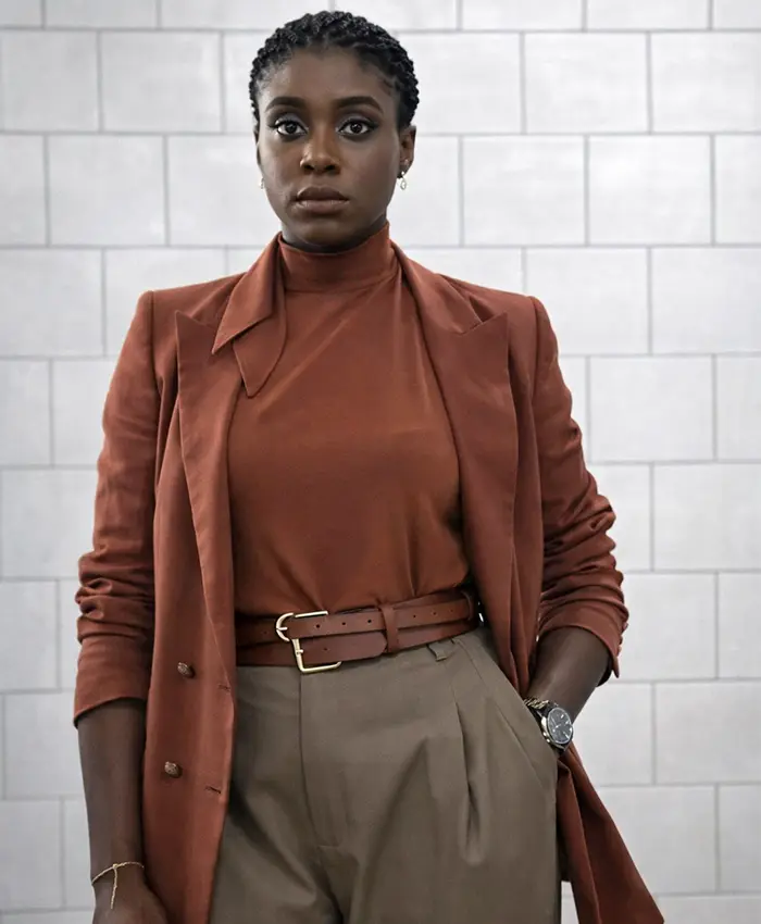 No Time to Die Nomi Double Breasted Brown Coat No Time to Die Nomi Double Breasted Brown Coat