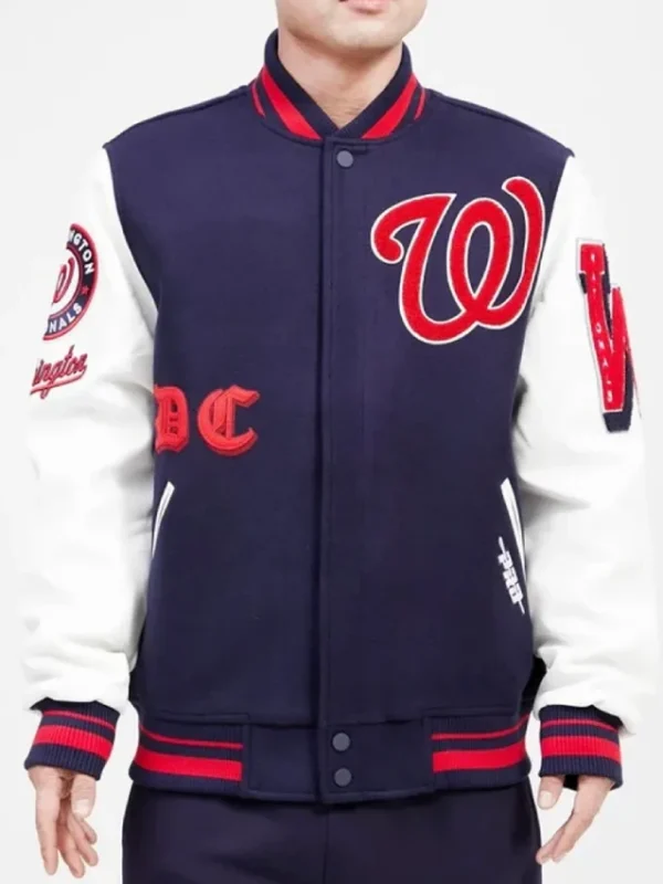 Old English Washington Nationals Varsity Jacket