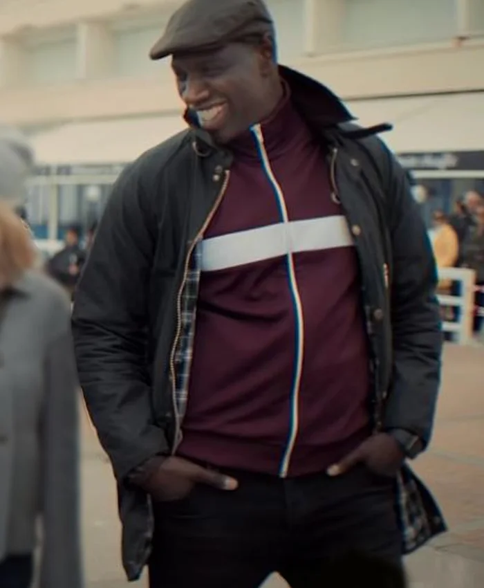 Omar Sy Lupin Assane Diop Cotton Black Jacket Omar Sy Lupin Assane Diop Cotton Black Jacket