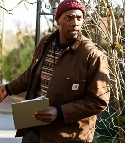 Omar Sy Lupin 2023 Brown Cotton Jacket