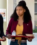 On My Block Monse Finnie Maroon Bomber Jacket