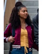 On My Block Monse Finnie Maroon Bomber Jacket