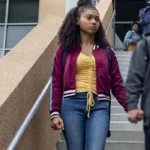On My Block Monse Finnie Maroon Bomber Jacket