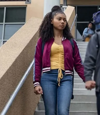 On My Block Monse Finnie Maroon Bomber Jacket