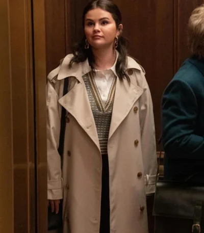 Only Murders In the Building S03 Selena Gomez White Trench Coat