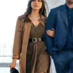 Operation Fortune 2023 Aubrey Plaza Brown Coat