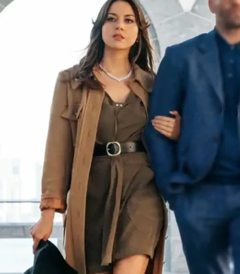 Operation Fortune 2023 Aubrey Plaza Brown Coat