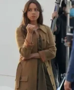 Operation Fortune 2023 Aubrey Plaza Brown Coat
