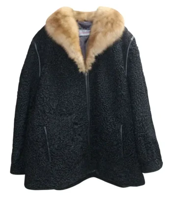 Original Sheep Fur Collar Persian Lamb Fur Coat For Men