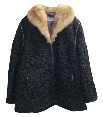 Original Sheep Fur Collar Persian Lamb Fur Coat For Men