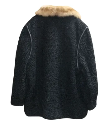 Original Sheep Fur Collar Persian Lamb Fur Coat For Men