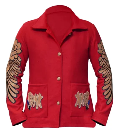 Oscar 2023 Daniel Kwan Red Wool Punk Suit