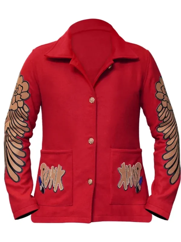 Oscar 2023 Daniel Kwan Red Wool Punk Suit