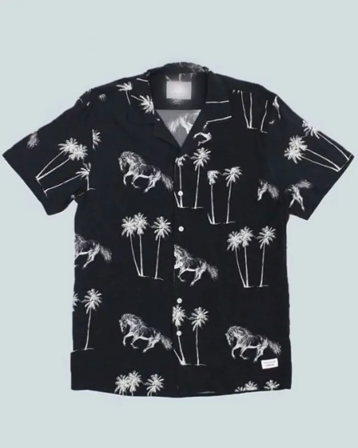 Outer Banks Horse And Palm Print Cotton Shirt Outer Banks Horse And Palm Print Cotton Shirt