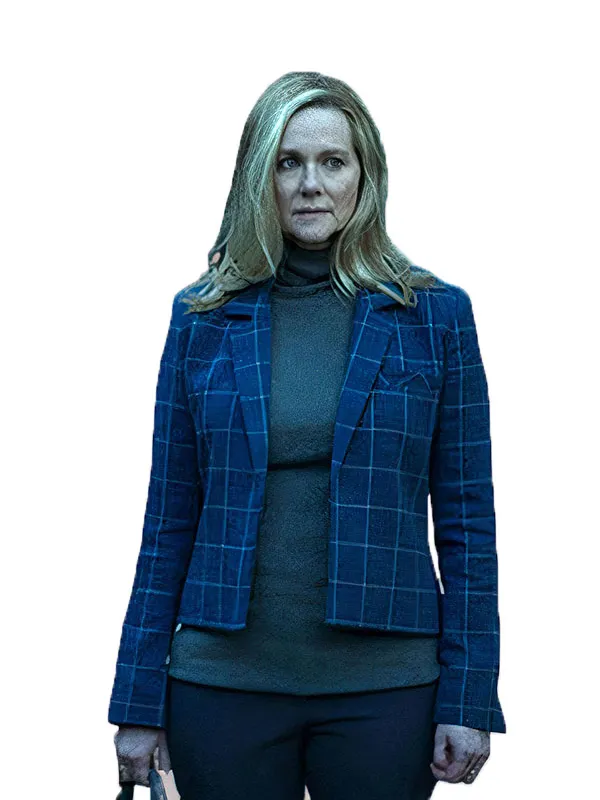 Ozark Wendy Byrde Blue Checkered Blazer Coat Ozark Wendy Byrde Blue Checkered Blazer Coat