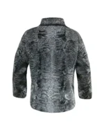 Persian Karakul Lamb Mink Fur Collar Gray Jacket