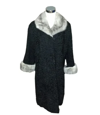 Persian Lamb With Mink Fur Cuffs & Collar Women Trench Coat
