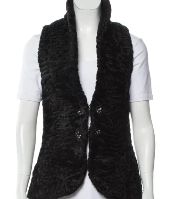 Persian Lamb Women Shawl Lapel Fur Waistcoat Vest