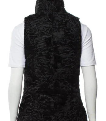 Persian Lamb Women Shawl Lapel Fur Waistcoat Vest