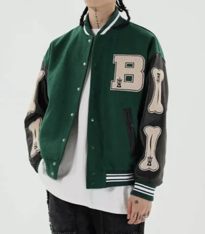 Pete Lowe Hip Hop Green Wool Varsity Jacket