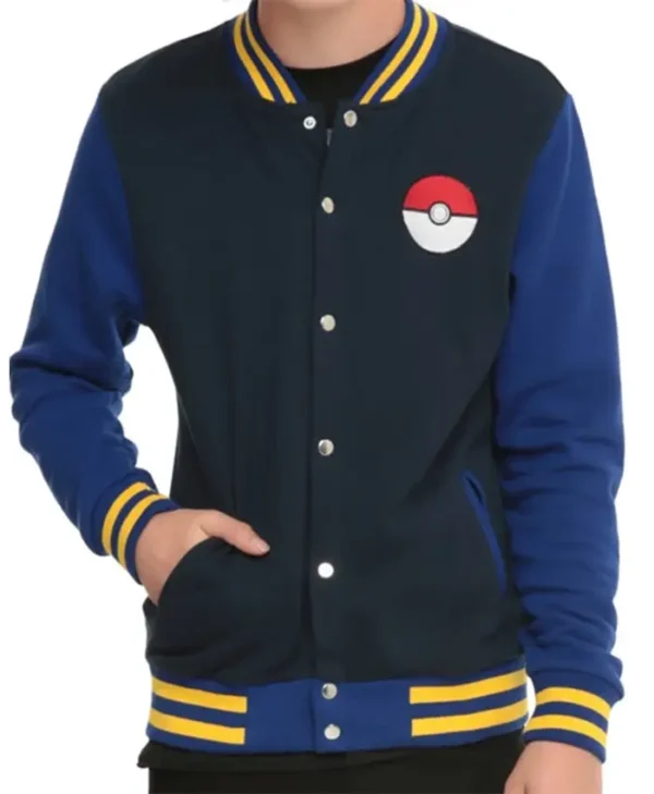 Pokemon Go Trainer Logo Blue Letterman Varsity Jacket