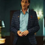 Poker Face 2023 Adrien Brody Blue Plaid Blazer